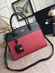 Prada Calf Leather Black/Red Handbag – lBA046 –30x22 cm - 5