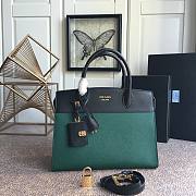 Prada Calf Leather Black/Green Handbag – lBA046 –30x22 cm - 1