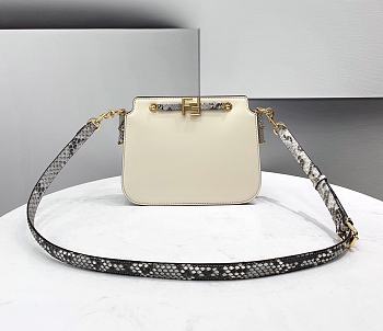 Fendi Touch Leather Bag Grey With Snake Skin Strap - 8BT349 – 26.5x19x10cm