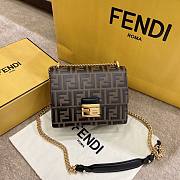 Fendi KAN I Small Chain Bag In Black Cowhide With Grind Card Color FF Embossed  – 5013 - 19x14x9 cm - 1