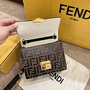 Fendi KAN I Small Chain Bag In Black Cowhide With Grind Card Color FF Embossed  – 5013 - 19x14x9 cm - 4