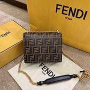 Fendi KAN I Small Chain Bag In Black Cowhide With Grind Card Color FF Embossed  – 5013 - 19x14x9 cm - 5