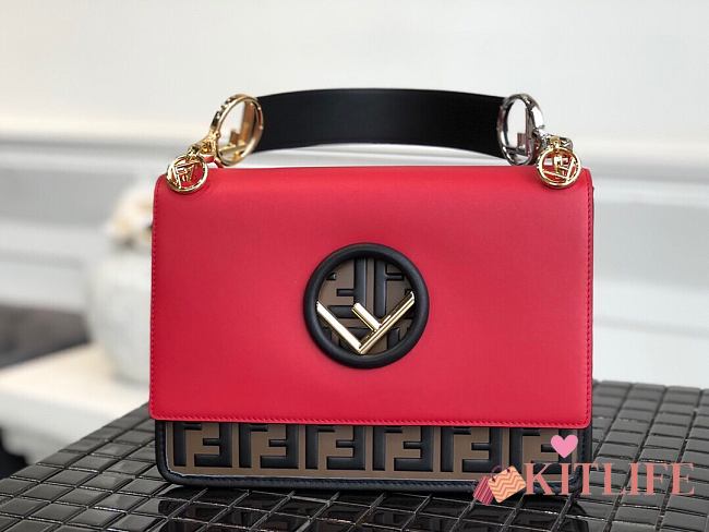 Fendi Kan I F Logo Red - 8BT284 – 25.5x10x19cm - 1