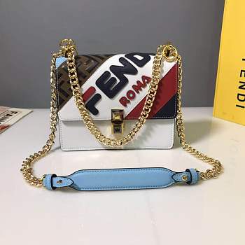 Fendi Kan I F Two-Color Plexiglass White/Blue Calfskin – 19x13.5x9cm