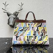 Fendi Peekaboo FF Eembroidered Fisheye Canvas With Internal Pockets dark brown  - #9901 -  41×11×27cm - 1