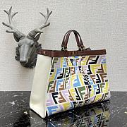 Fendi Peekaboo FF Eembroidered Fisheye Canvas With Internal Pockets dark brown  - #9901 -  41×11×27cm - 4