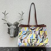 Fendi Peekaboo FF Eembroidered Fisheye Canvas With Internal Pockets dark brown  - #9901 -  41×11×27cm - 2