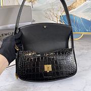 Balenciaga Ghost Sling Bag In Black Shiny Crocodile Embossed Calfskin - DG-8009 - 23x5x15cm - 2