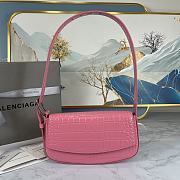 Balenciaga Ghost Sling Bag In Pink Shiny Crocodile Embossed Calfskin - DG-8009 - 23x5x15cm - 1