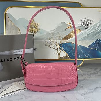 Balenciaga Ghost Sling Bag In Pink Shiny Crocodile Embossed Calfskin - DG-8009 - 23x5x15cm