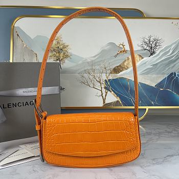 Balenciaga Ghost Sling Bag In Orange Shiny Crocodile Embossed Calfskin - DG-8009 - 23x5x15cm