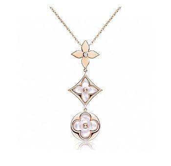 Louis Vuitton Color Blossom Lariat Necklace, Pink Gold, White Mother-Of-Pearl And Diamond - Q94262