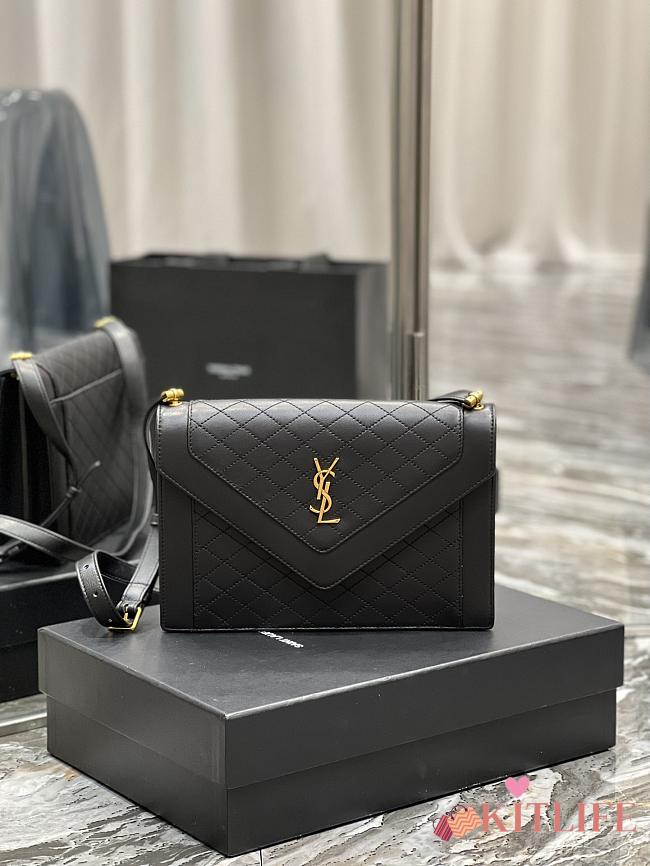 Ysl Envelope Gaby Satchel In Lambskin And Lamé Leather Black– 668893 - 26×18×5cm - 1