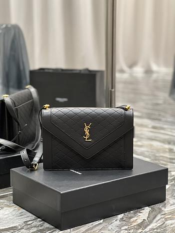 Ysl Envelope Gaby Satchel In Lambskin And Lamé Leather Black– 668893 - 26×18×5cm