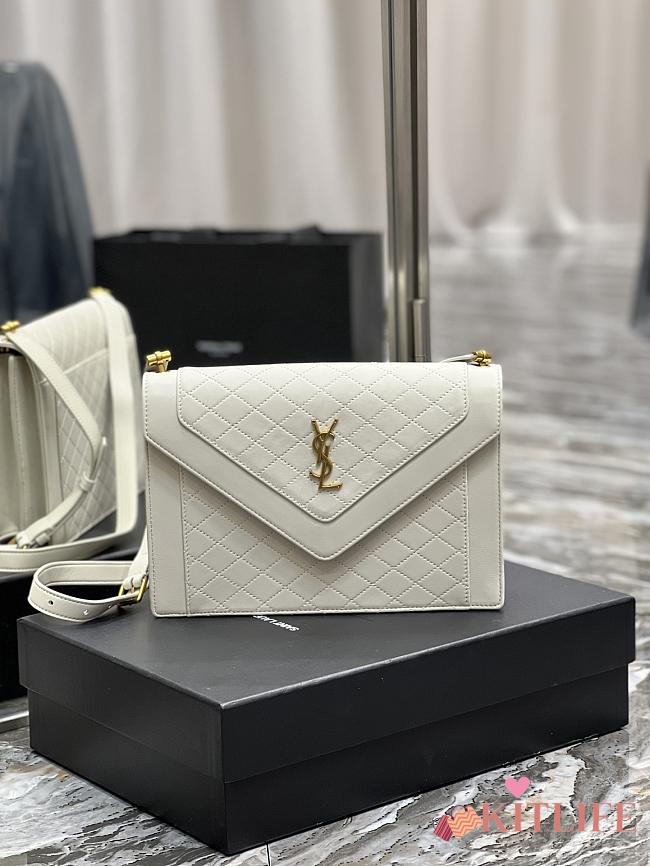 Ysl Envelope Gaby Satchel In Lambskin And Lamé Leather White – 668893 - 26×18×5cm - 1