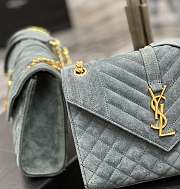 YSL Envelope Cowhide Frosted Leather Teal Green – 487206 - 24×17.5×6cm - 3