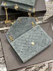 YSL Envelope Cowhide Frosted Leather Teal Green – 487206 - 24×17.5×6cm - 4