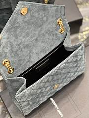YSL Envelope Cowhide Frosted Leather Teal Green – 487206 - 24×17.5×6cm - 5