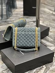 YSL Envelope Cowhide Frosted Leather Teal Green – 487206 - 24×17.5×6cm - 6