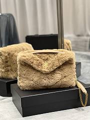 YSL Loulou Puffer Shearling Shoulder Bag Beige – 577476 - 29×17×11cm - 1