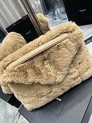YSL Loulou Puffer Shearling Shoulder Bag Beige – 577475-1 - 35×23×13.5cm - 3