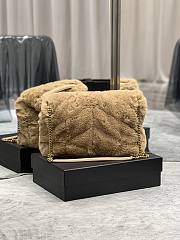 YSL Loulou Puffer Shearling Shoulder Bag Beige – 577475-1 - 35×23×13.5cm - 2