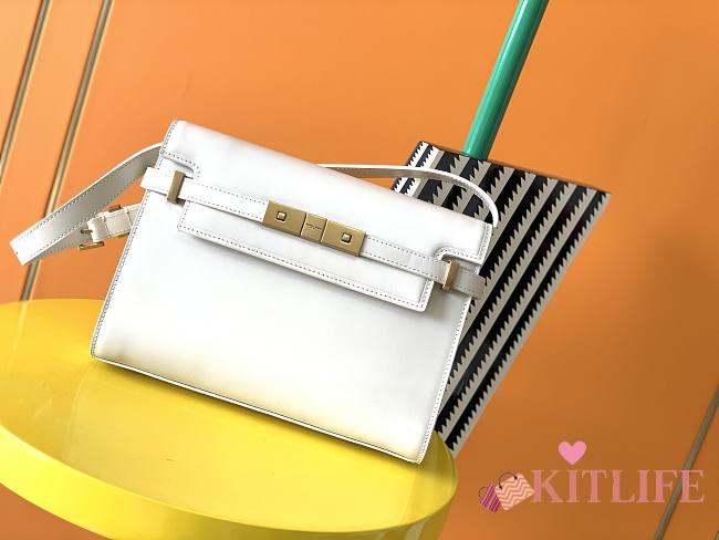 YSL Manhattan Shoulder Bag In Box Saint Laurent Leather White  – 675626 - 24x17.5x6cm - 1
