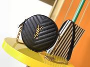 YSL Jade Round Quilted Grain de Poudre Golden Logo Crossbody Bag Black – 610436 - 17x17x5.5cm - 1