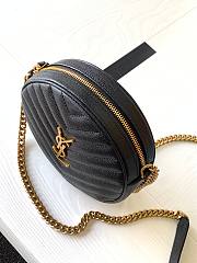 YSL Jade Round Quilted Grain de Poudre Golden Logo Crossbody Bag Black – 610436 - 17x17x5.5cm - 3