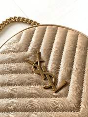 YSL Jade Round Quilted Grain de Poudre Golden Logo Crossbody Bag Beige – 610436 - 17x17x5.5cm - 6