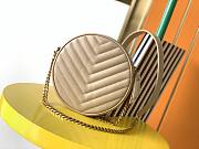 YSL Jade Round Quilted Grain de Poudre Golden Logo Crossbody Bag Beige – 610436 - 17x17x5.5cm - 2