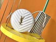 YSL Jade Round Quilted Grain de Poudre Golden Logo Crossbody Bag White – 610436 - 17x17x5.5cm - 1