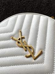 YSL Jade Round Quilted Grain de Poudre Golden Logo Crossbody Bag White – 610436 - 17x17x5.5cm - 5