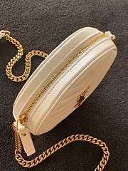 YSL Jade Round Quilted Grain de Poudre Golden Logo Crossbody Bag White – 610436 - 17x17x5.5cm - 3