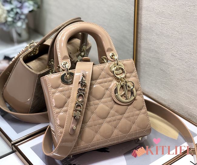 Dior Lady ABC Letters Beige Patent Cannage Calfskin– 2241A - 20cm - 1