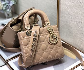 Dior Lady ABC Letters Beige Patent Cannage Calfskin– 2241A - 20cm