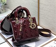 Dior Lady ABC Letters Burgundy Patent Cannage Calfskin– 2241A - 20cm - 1