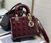 Dior Lady ABC Letters Burgundy Patent Cannage Calfskin– 2241A - 20cm - 5