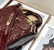 Dior Lady ABC Letters Burgundy Patent Cannage Calfskin– 2241A - 20cm - 2