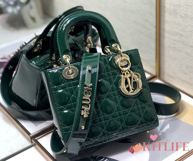 Dior Lady ABC Letters Green Patent Cannage Calfskin– 2241A - 20cm - 1