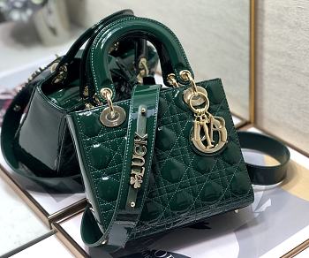 Dior Lady ABC Letters Green Patent Cannage Calfskin– 2241A - 20cm