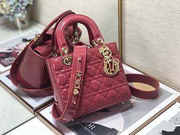 Dior Lady ABC Letters Pink Patent Cannage Calfskin– 2241A - 20cm