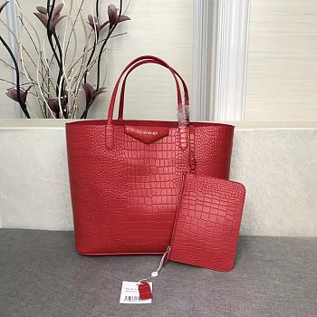 Givenchy Crocodile Grain Leather Shopping Bag Red – 8841 – 34x29x16cm