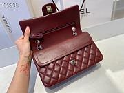 Chanel Classic Flap Bag Lambskin Silver Chain Light Gold Hardware Burgundy - 880780 – 25cm - 6