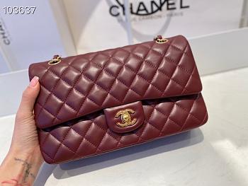 Chanel Classic Flap Bag Lambskin Gold Chain and Hardware Burgundy - 880780 – 25cm