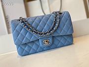 Chanel Classic Flap Bag Lambskin Silver Chain Light Gold Hardware Blue - 880780 – 25cm - 5