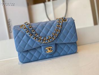 Chanel Classic Flap Bag Lambskin Gold Chain and Hardware Blue- 880780 – 25cm