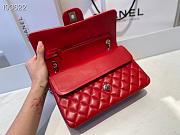 Chanel Classic Flap Bag Lambskin Silver Chain Light Gold Hardware Red - 880780 – 25cm - 4