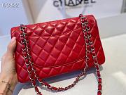 Chanel Classic Flap Bag Lambskin Silver Chain Light Gold Hardware Red - 880780 – 25cm - 3