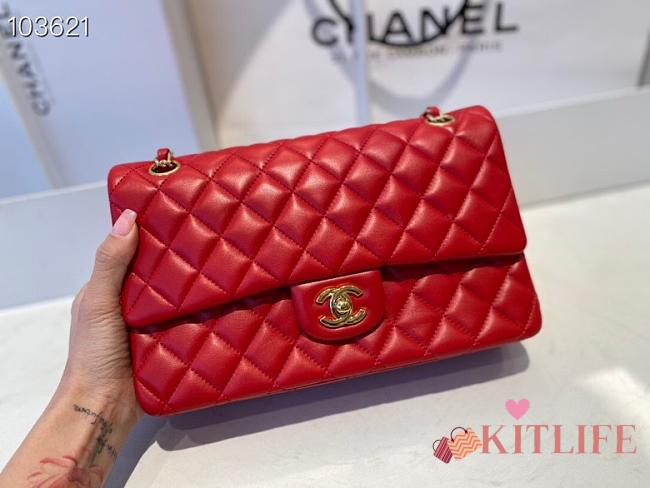 Chanel Classic Flap Bag Lambskin Gold Chain and Hardware Red - 880780 – 25cm - 1